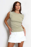 Studded Padded Shoulder Top