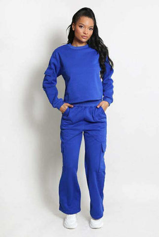 Jersey Sweatshirt & Wide Leg Cargo Set