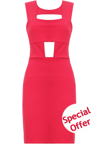 Pink Front Cut Out Bodycon Dress