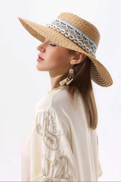 Sun Hat with Embroidered Band