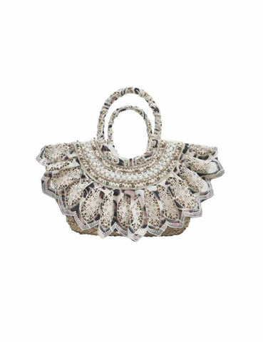Leopard Lace Oversized Wicker Tote Bg