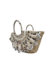 Leopard Lace Oversized Wicker Tote Bg