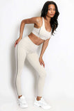 Contrast Lining Muscle Back Gym Set