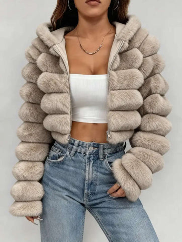 Women’s Hooded Plush Coat