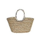 Leopard Lace Oversized Wicker Tote Bg