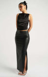 Black Maxi Side Split PU