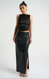 Black Maxi Side Split PU