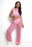 Pointelle Knit Top And Trouser Set