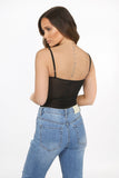 Black Mesh Bustier Bodysuit