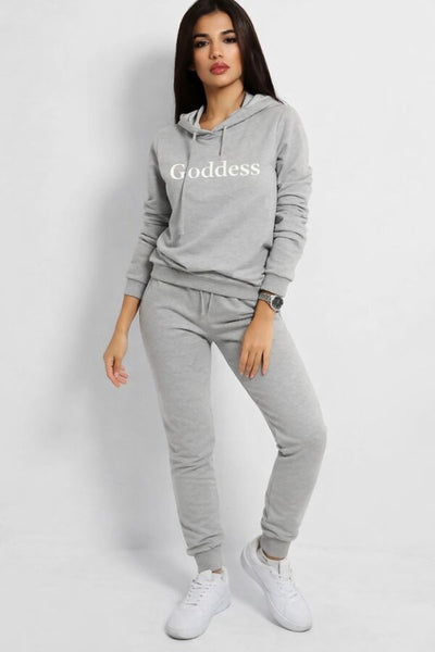 Grey GODDESS Printed Hooded Loungewear Set