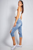 Denim Cropped Distressed Jeans