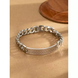 Men's Stainless Steel Square Bracelet in Silver Tone
