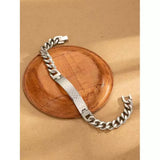 Men's Stainless Steel Square Bracelet in Silver Tone