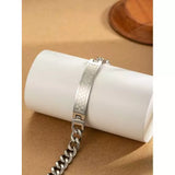 Men's Stainless Steel Square Bracelet in Silver Tone