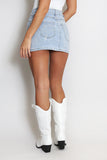 Denim Blue Studded Mini Skirt