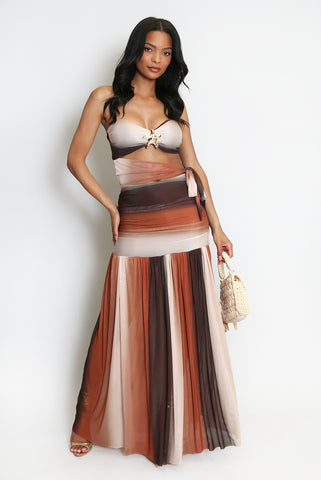 Starfish Tie Bandeau Top And Maxi Skirt Set