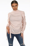 Straps Trim Mock Neck Jumper