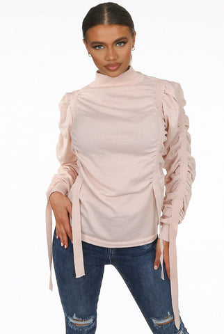 Straps Trim Mock Neck Jumper