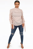 Straps Trim Mock Neck Jumper