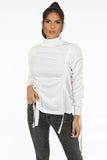 Straps Trim Mock Neck Jumper