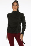 Straps Trim Mock Neck Jumper