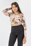 Stone Marble Print Cross Wrap Halter Crop Top