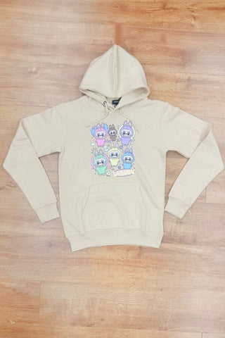 Oversized Printed Pullover Fleece Hoodie