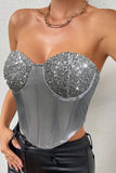 Sequin Metallic Corset Top
