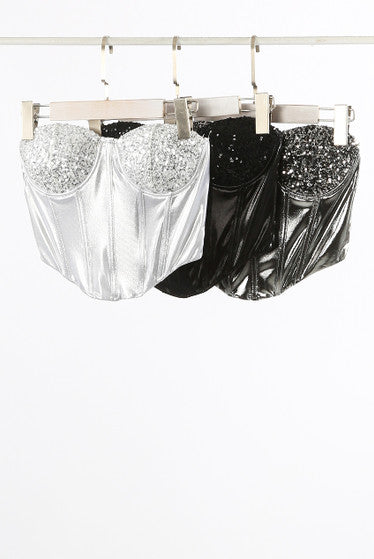 Sequin Metallic Corset Top