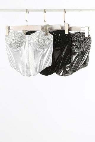 Sequin Metallic Corset Top