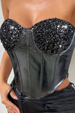 Sequin Metallic Corset Top