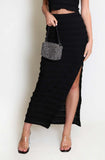 Shirred Lace Trim Midi Skirt and Top Outfit