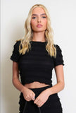 Shirred Lace Trim Midi Skirt and Top Outfit