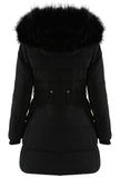Longline Black Puffer Coat With Faux Fur