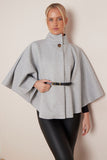Grey Belted Cape Coat