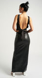 Black Maxi Side Split PU Skirt