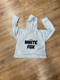 Ladies Oversized White Fox Print Hoodie