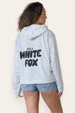 Ladies Oversized White Fox Print Hoodie