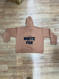 Ladies Oversized White Fox Print Hoodie