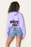 Ladies Oversized White Fox Print Hoodie