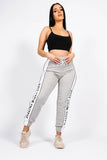 Grey Slogan Print Joggers