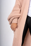 Longline Balloon Sleeve Knitted Cardigan