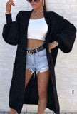Longline Balloon Sleeve Knitted Cardigan