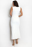 Square Gathered Neck Midi Dress