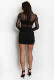 Sheer Lace Gathered Mini Dress