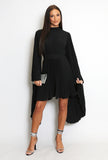 Pleated Wing Sleeves Tunic Dress