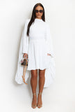 Pleated Wing Sleeves Tunic Dress