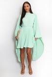 Pleated Wing Sleeves Tunic Dress