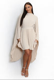Pleated Wing Sleeves Tunic Dress
