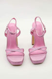 Pink Diamonte Platform Block Heels
